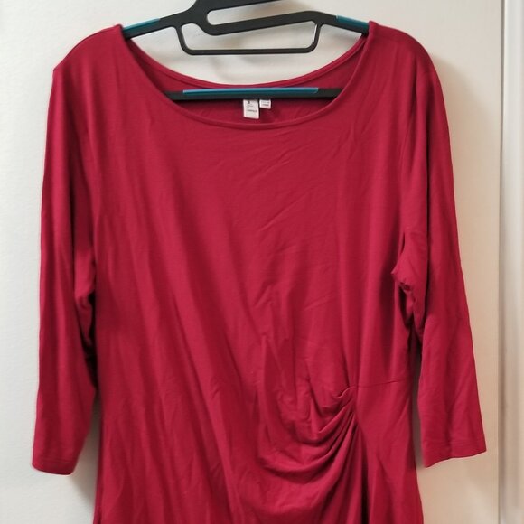 Jules & Leopold boat neck 3/4 sleeve side shirring top - Picture 1 of 10